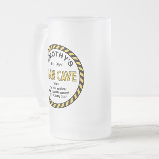 Man Cave Sign Attentie Tape Matglas Bierpul (Voorkant links)
