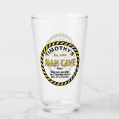 Man Cave Sign Attentie Tape Pint Bierglas Glas (Achterkant)