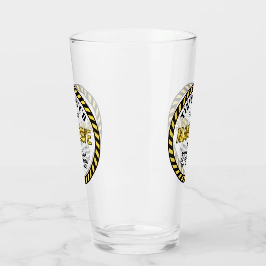 Man Cave Sign Attentie Tape Pint Bierglas Glas (Links)