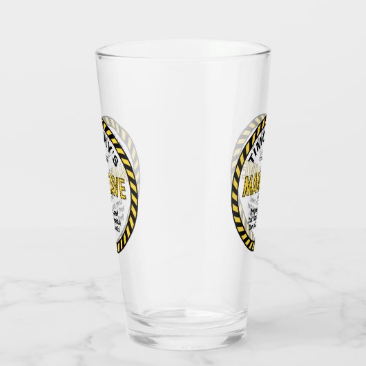 Man Cave Sign Attentie Tape Pint Bierglas Glas (Rechts)