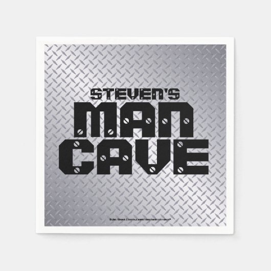 Man Cave Stainless Steel Diamond Bord Napkins Servet (Voorkant)