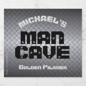 Man Cave Steel Diamondplate Bier Etiket (Enkel label)