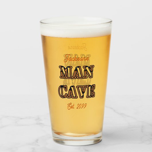 Man Cave Tekst Effect Pint Bierglas Drinkware Glas (Voorkant gevuld)