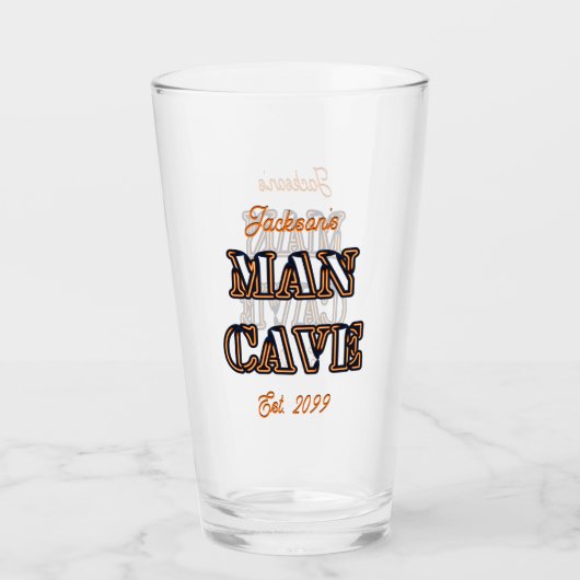 Man Cave Tekst Effect Pint Bierglas Drinkware Glas (Voorkant)
