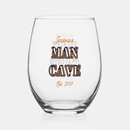 Man Cave Tekst Effect Stemless Wijnglas Drinkware Wijnglas Zonder Voet (Voorkant)