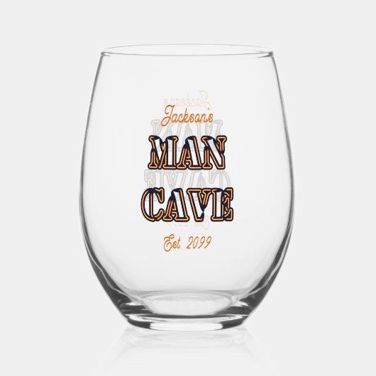 Man Cave Tekst Effect Stemless Wijnglas Drinkware Wijnglas Zonder Voet (Achterkant)