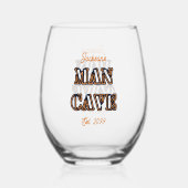 Man Cave Tekst Effect Stemless Wijnglas Drinkware Zonder Voet (Voorkant)