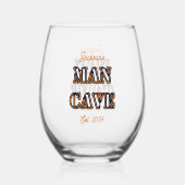 Man Cave Tekst Effect Stemless Wijnglas Drinkware Zonder Voet (Achterkant)