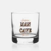 Man Cave Text Effect Rocks Whiskey Glass Drinkware Whisky Glas (Voorkant)