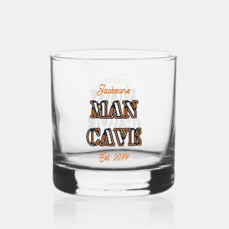 Man Cave Text Effect Rocks Whiskey Glass Drinkware Whisky Glas