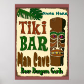 Man Cave Tiki Bar voeg hier uw naam toe Poster (Voorkant)