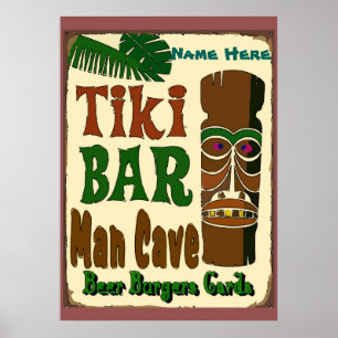 Man Cave Tiki Bar voeg hier uw naam toe Poster