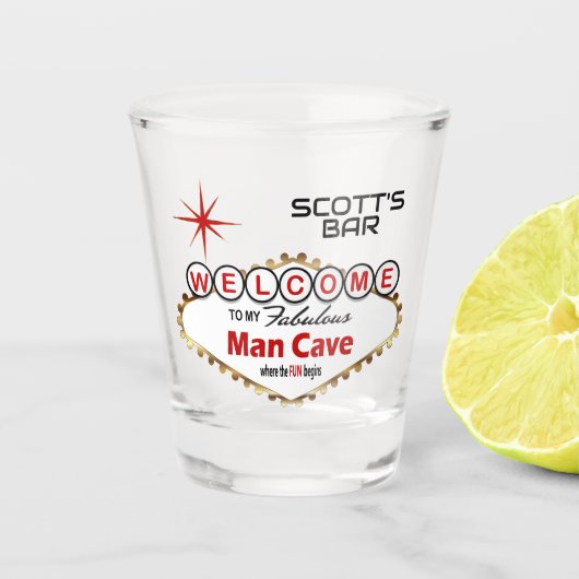 Man Cave - Vegas Stijl - Rood Shot Glas (Voorkant)