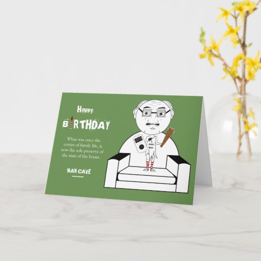 Man Cave Verjaardag Kaart (Gele Bloem)