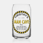 Man Cave Voorzichtig Tape Bierblikje Blikvorm Glas (Voorkant)