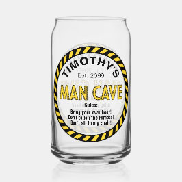 Man Cave Voorzichtig Tape Bierblikje Blikvorm Glas