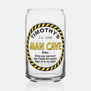 Man Cave Voorzichtig Tape Bierblikje Blikvorm Glas