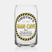 Man Cave Voorzichtig Tape Bierblikje Blikvorm Glas (Achterkant)