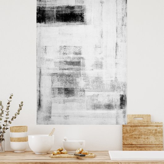 'Man Cave Worthy' Abstracte kunst in zwart-wit Poster (Keuken)