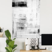 'Man Cave Worthy' Abstracte kunst in zwart-wit Poster (Thuiskantoor)