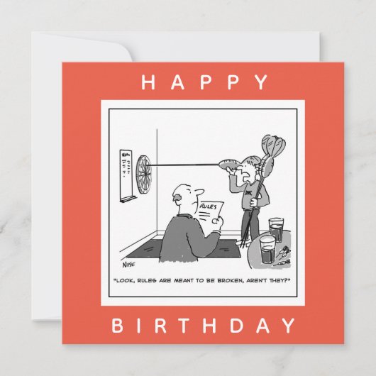 Man Cheating in Darts Cartoon Kaart (Voorkant)