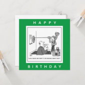 Man Cheating in Darts Cartoon Kaart (Voorkant / Achterkant in situ)