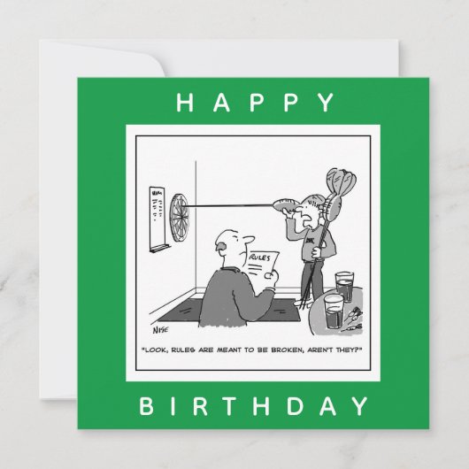 Man Cheating in Darts Cartoon Kaart (Voorkant)