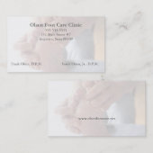 man controleert huid op podiatrisch visitekaartje (Voorkant / Achterkant)