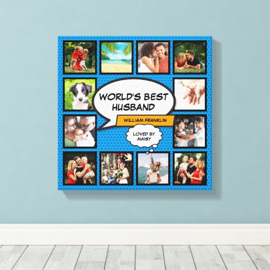 Man Cool Modern Fun Comic Photo Collage Canvas Afdruk (Insitu (Houten vloer))