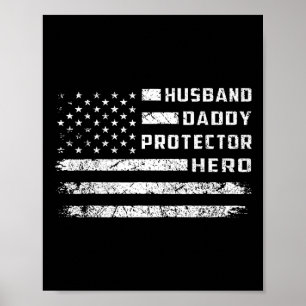 Man Daddy Protector Held Amerikaanse vlag Vaders D Poster