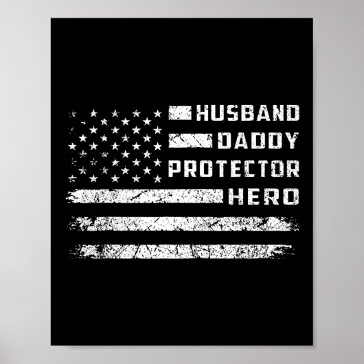 Man Daddy Protector Held Amerikaanse vlag Vaders D Poster (Voorkant)