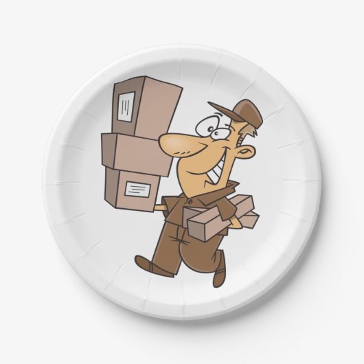 Man dat Borden van pakpapier levert Papieren Bordje (Voorkant)