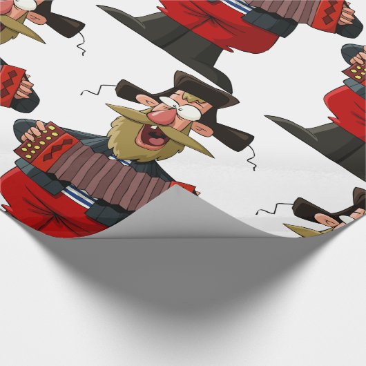 Man dat de accordeon afspeelt cadeaupapier (Hoek)