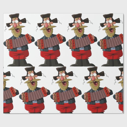 Man dat de accordeon afspeelt cadeaupapier (Vlak)