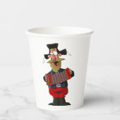 Man dat de accordeon afspeelt papieren bekers (Voorkant)