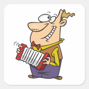 Man dat de accordeon afspeelt vierkante sticker