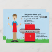 Man dat de grill Barbecue nodigt uit Kaart (Voorkant / Achterkant)