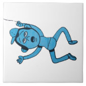 Man dat door Dog wordt meegenomen. Tegeltje (Voorkant)