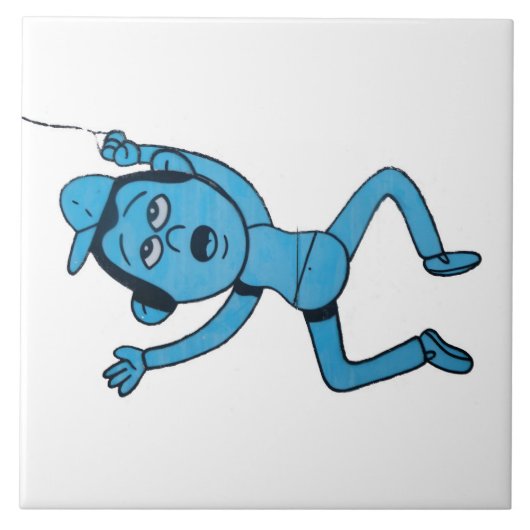 Man dat door Dog wordt meegenomen. Tegeltje (Voorkant)