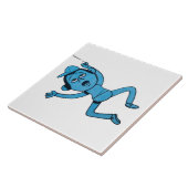 Man dat door Dog wordt meegenomen. Tegeltje (Zijkant)