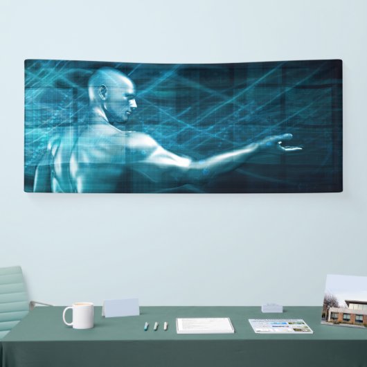 Man dat een concept als achtergrond van de Sjabloo Spandoek (Beurs)