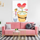 Man dat een plant met potten bewatert canvas afdruk (Insitu (Woonkamer))
