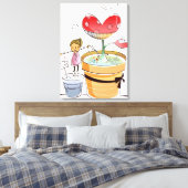 Man dat een plant met potten bewatert canvas afdruk (Insitu (Slaapkamer))