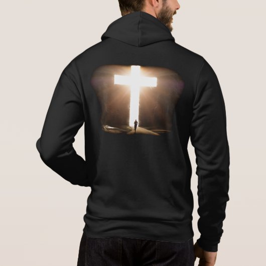 Man dat het Christelijke kruis van Jezus stroomt Hoodie (Achterkant)