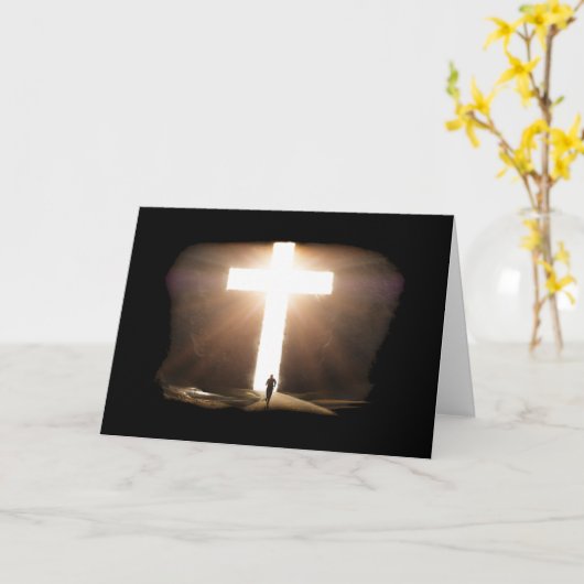 Man dat het Christelijke kruis van Jezus stroomt Kaart (Gele Bloem)