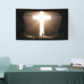 Man dat het Christelijke kruis van Jezus stroomt Spandoek (Beurs)