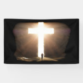 Man dat het Christelijke kruis van Jezus stroomt Spandoek (Horizontaal)