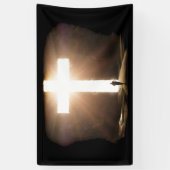 Man dat het Christelijke kruis van Jezus stroomt Spandoek (Verticaal)