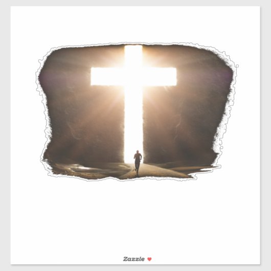 Man dat het Christelijke kruis van Jezus stroomt Sticker (Vel)