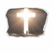 Man dat het Christelijke kruis van Jezus stroomt Sticker (Voorkant)